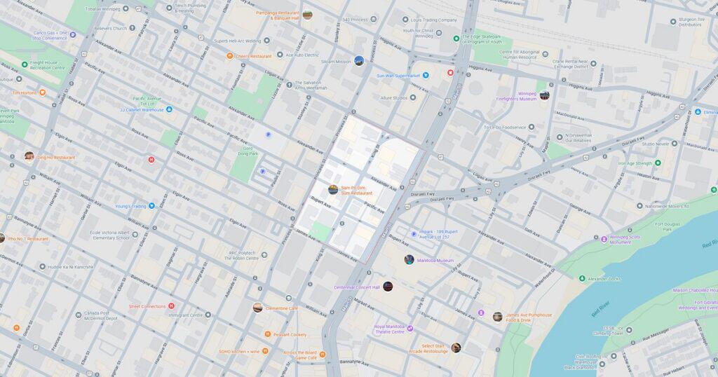 Google Map of Chinatown, Winnipeg, MB