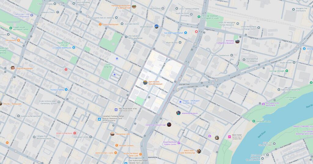 Google Map of Chinatown, Winnipeg, MB