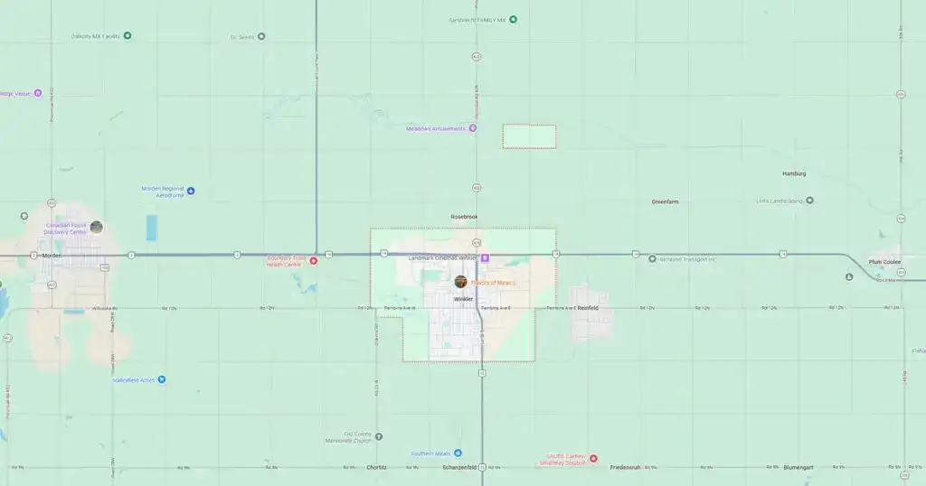 Map of a city with streets, parks, and landmarks, showing detailed street layout and neighborhood boundaries.