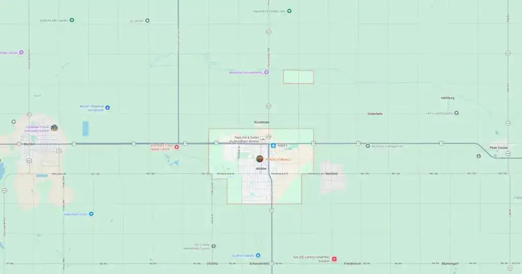Map of a city with streets, parks, and landmarks, showing detailed street layout and neighborhood boundaries.