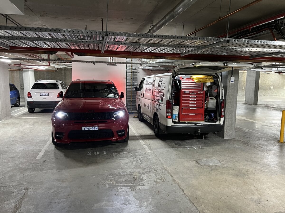 Jeep SRT 6.4 major service completed on-site in Canberra at 96000kms