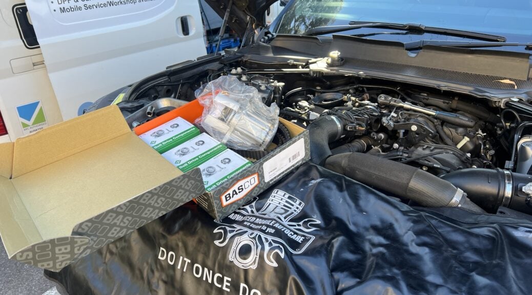 2017 Range Rover Sport V6 timing belt and water pump replacement in Queanbeyan by Advanced Mobile Autocare