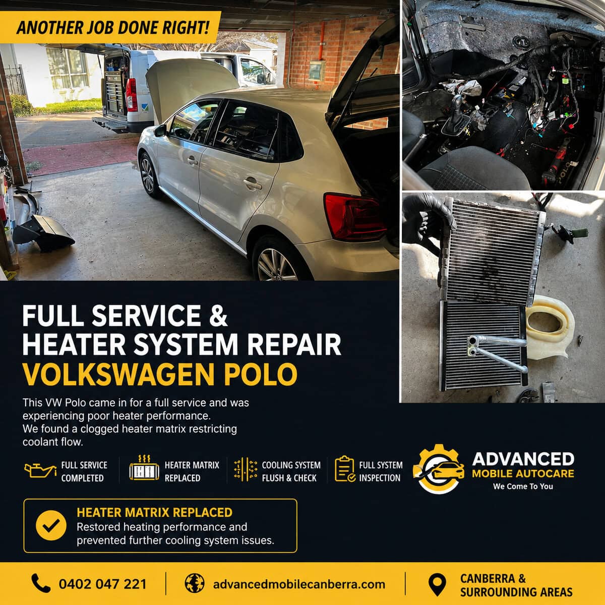 Volkswagen Polo Heater Matrix Replacement Canberra