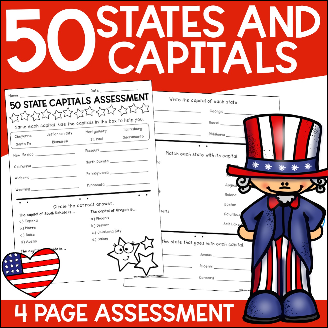 50 States and Capitals Test