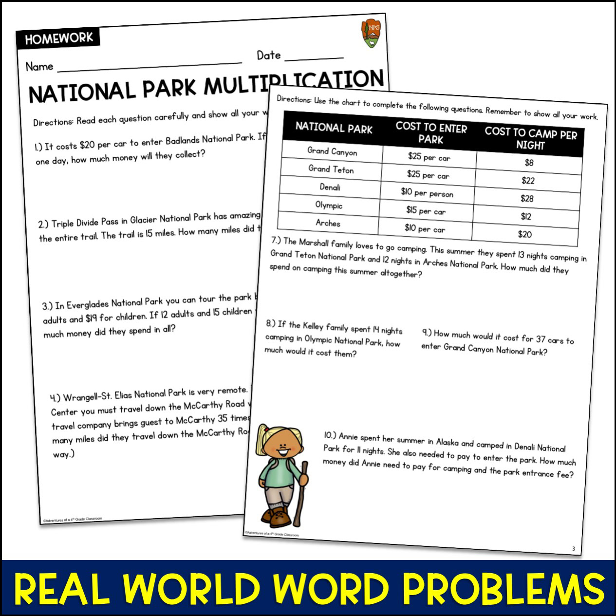 Multiplication and Division Word Problems Bundle | National Parks - Image 2