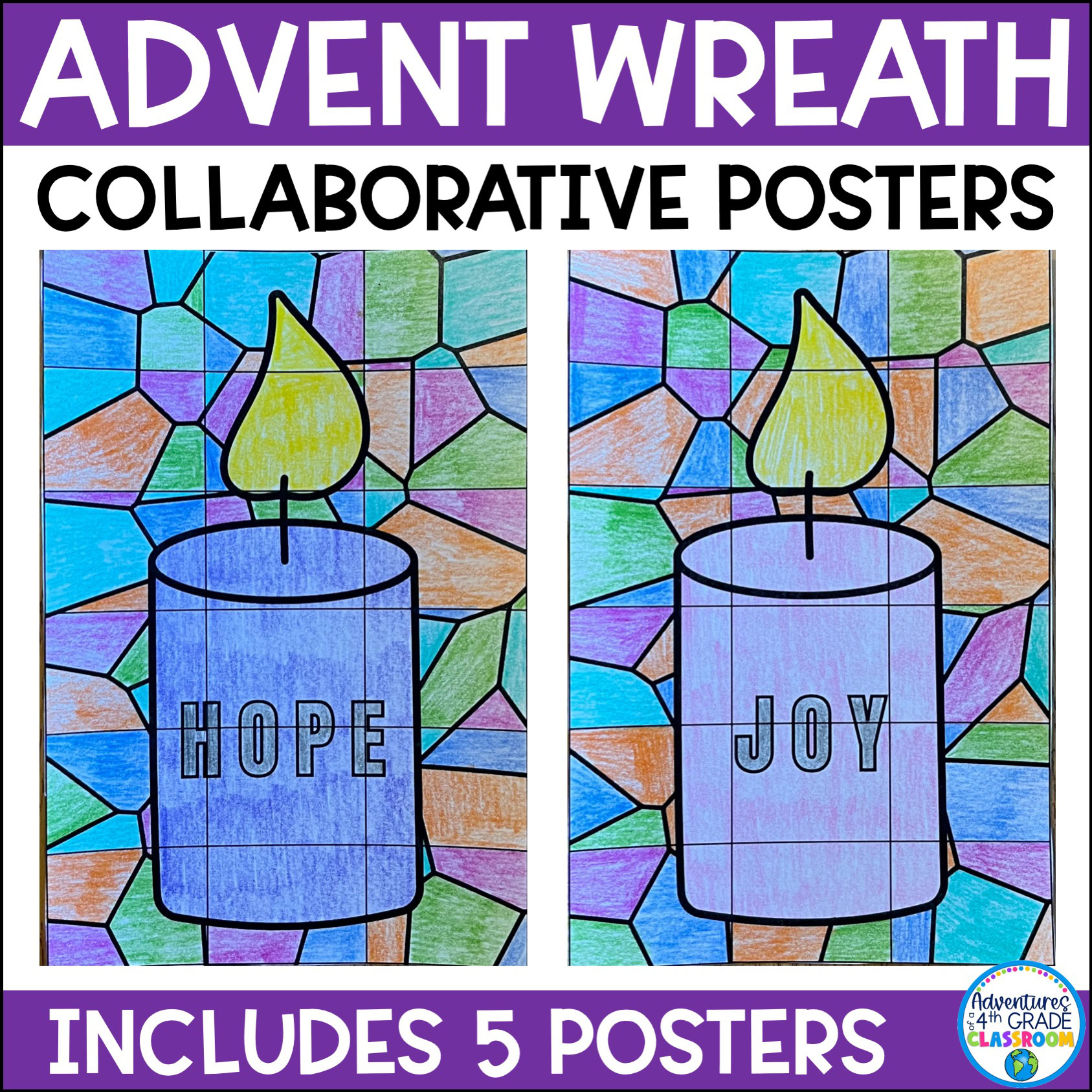 Advent Wreath Candles Collaborative Coloring Posters Activity