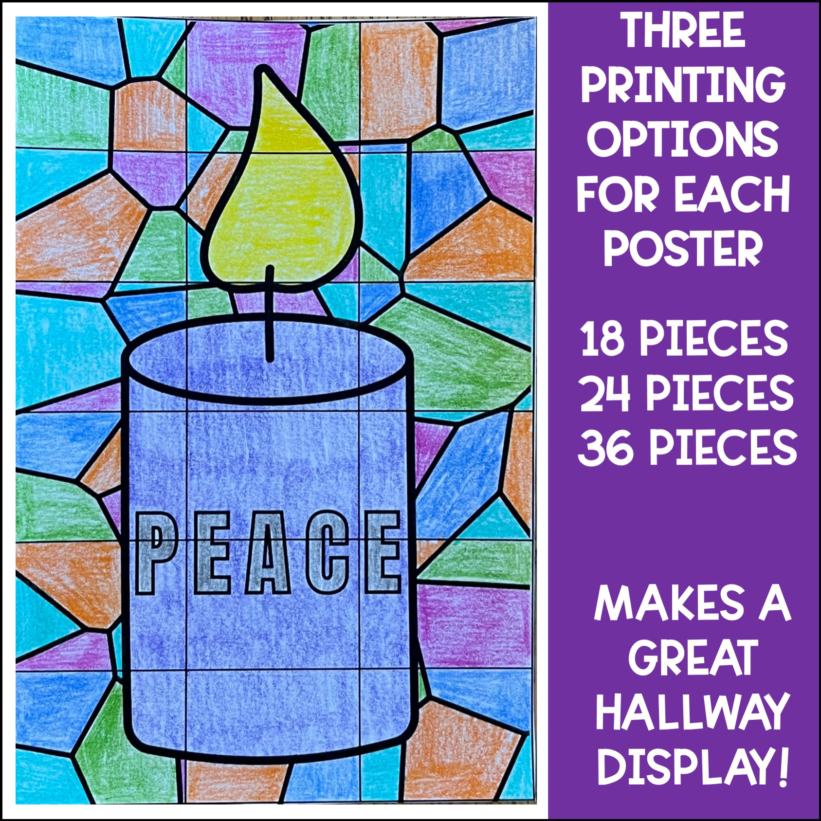 Advent Wreath Candles Collaborative Coloring Posters Activity - Image 2