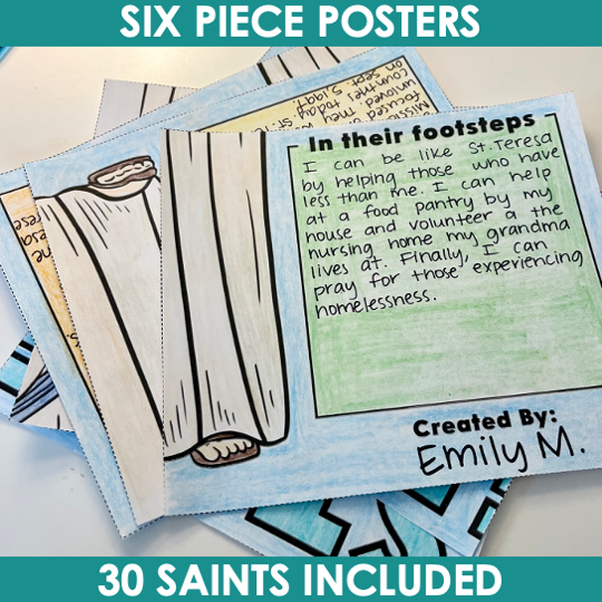 All Saints' Day Catholic Saint Report Template Collaborative Poster with Rubric - Image 2