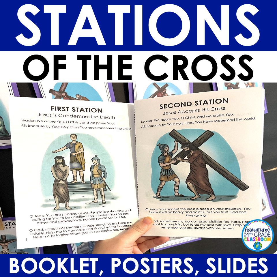 Stations of the Cross Catholic Booklet & Posters Lent Prayer Coloring Activity