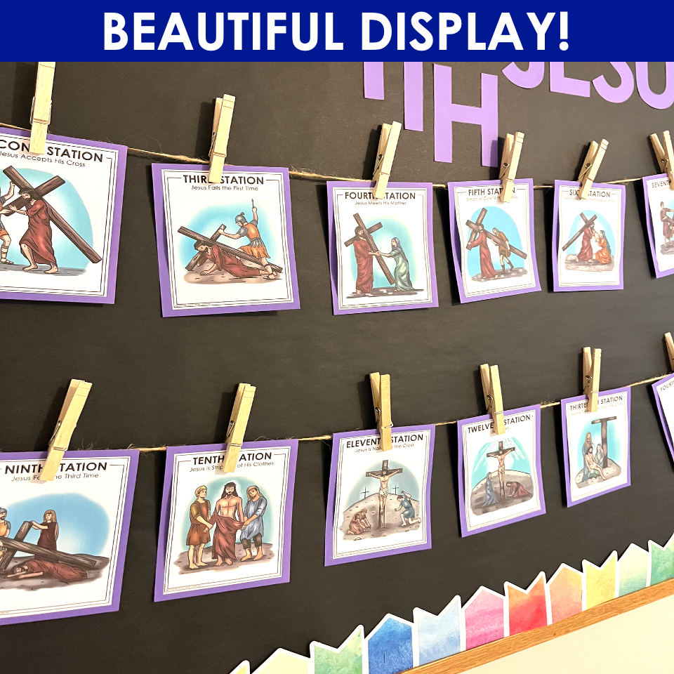 Stations of the Cross Catholic Booklet & Posters Lent Prayer Coloring Activity - Image 2