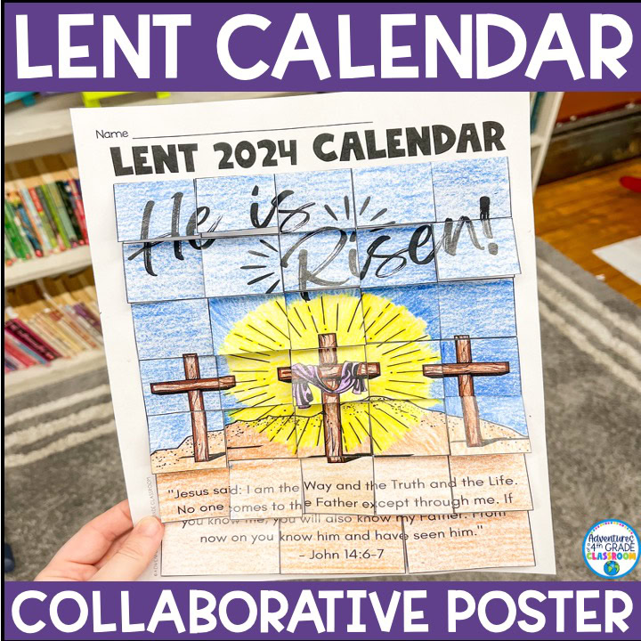 Lent Reflection Calendar Activity & Collaborative Poster for Ash Wednesday
