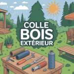 illustration colle pour bois exterieur sous pluie et soleil