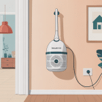 comment fixer un aspirateur rowenta au mur illustration vectorielle claire