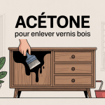 Illustration enlever vernis bois acetone sur meuble ancien