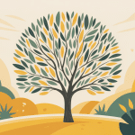 illustration moderne feuille jaune olivier paysage méditerranéen