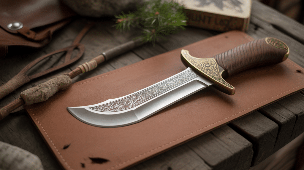 hachette viking sur table en bois, ambiance nordique, bushcraft