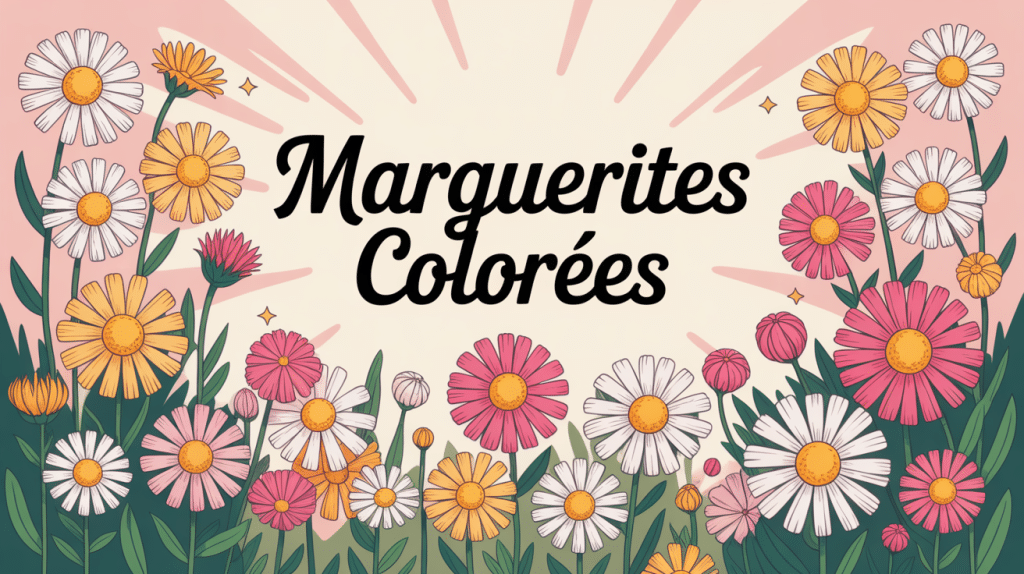 illustration marguerite couleur jardin bouquets divers