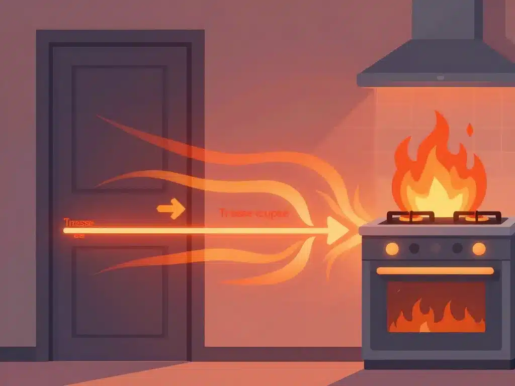 tresse coupe feu contre flammes et fumées, porte et poêle
