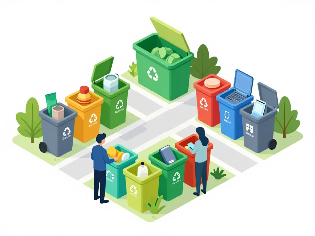 Tri dechets dechetterie Luneville illustration editorial