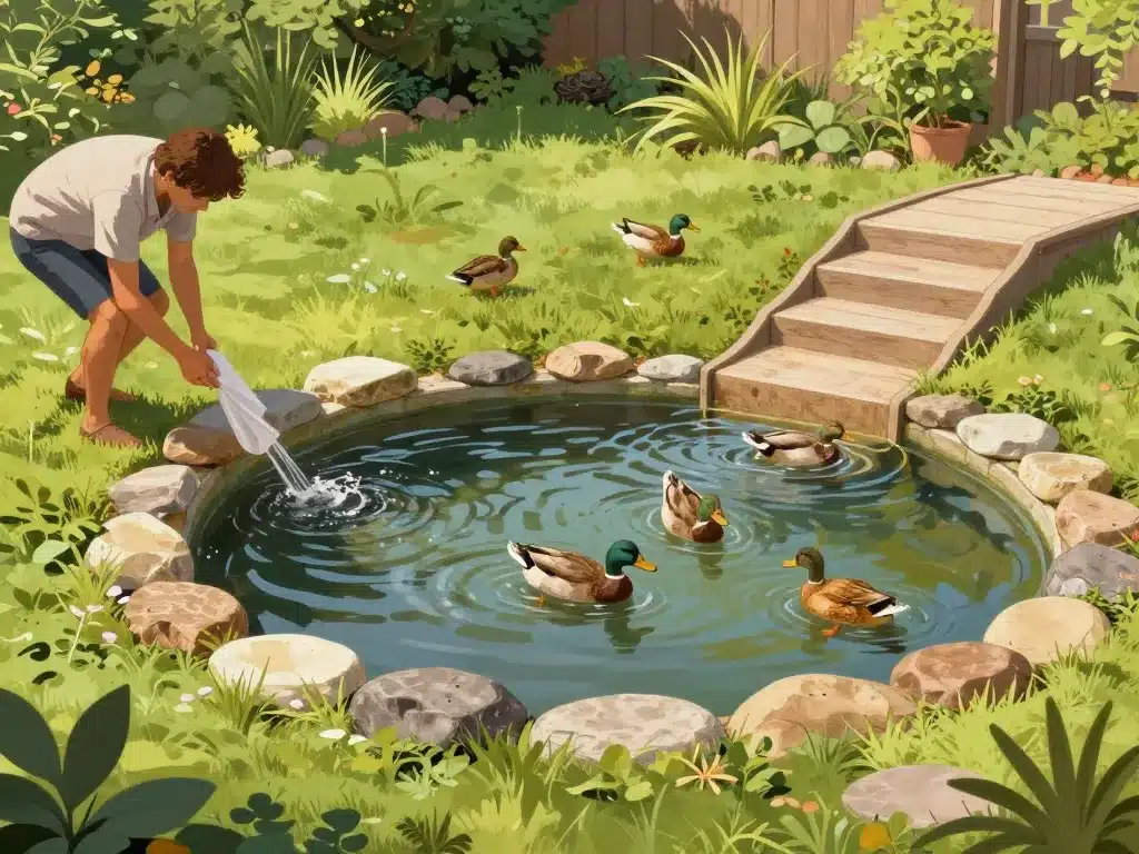 scène installation bassin à canard pratique et agréable