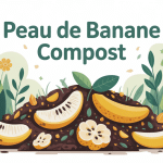 Illustration vectorielle peau de banane compost moderne