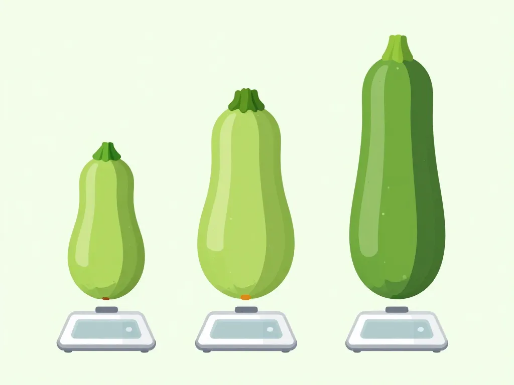 Trois courgettes illustrant le poids courgette petit moyen gros