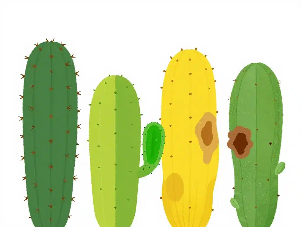 Différents signes d'alerte sur cactus, symptômes de maladie du cactus