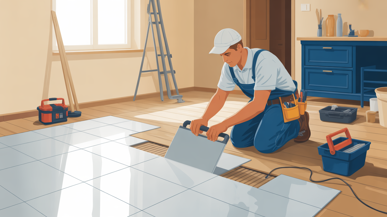 dalais-carreleur reussir sa renovation illustration vectorielle