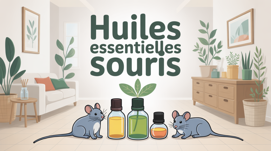 Illustration maison sûre avec huile essentielle et souris