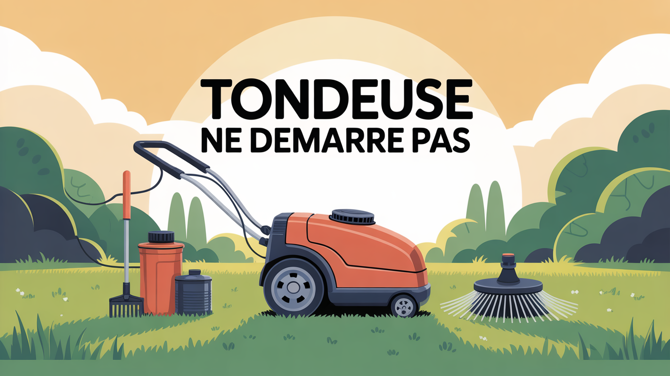 ma tondeuse ne démarre pas image tondeuse arrêtée devant pelouse