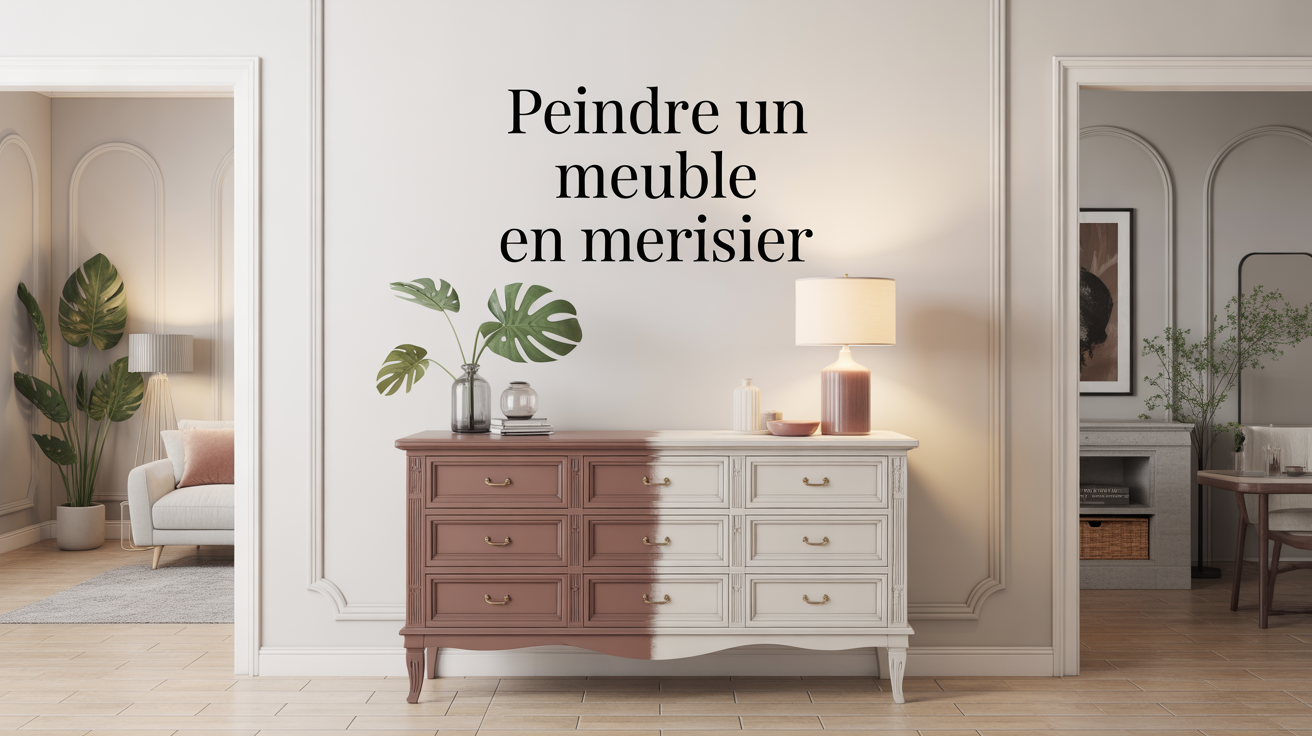 peindre un meuble merisier dans un intérieur contemporain
