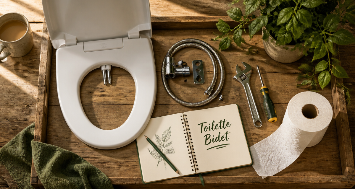 Bidet toilet bidet, accessoires et outils sur plateau