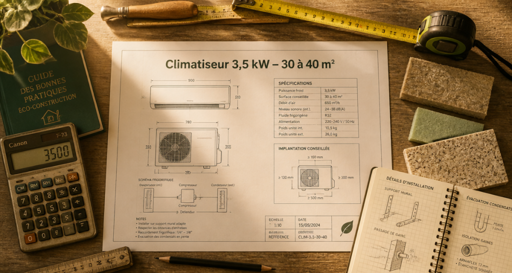 clim 3 5 kw combien de m2 plan technique sur bureau