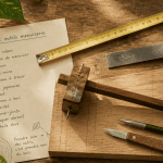 Outils pour menuisier posés sur plan de travail