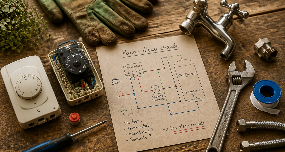 plus d eau chaude thermostat outils panne