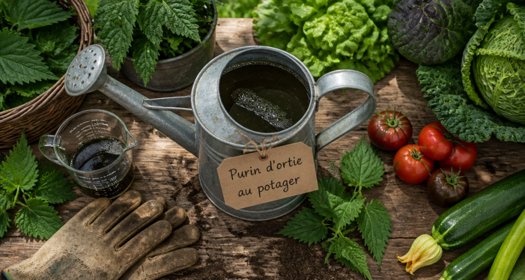 Que peut on arroser avec du purin d'ortie, arrosoir zinc, orties, légumes, jardin
