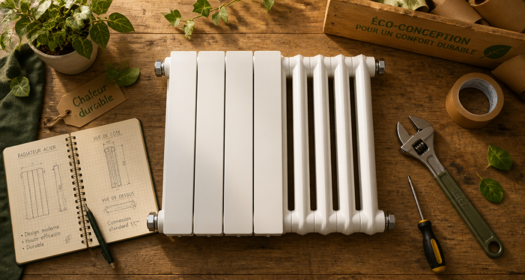 radiateur en acier pour chauffage central moderne sur établi