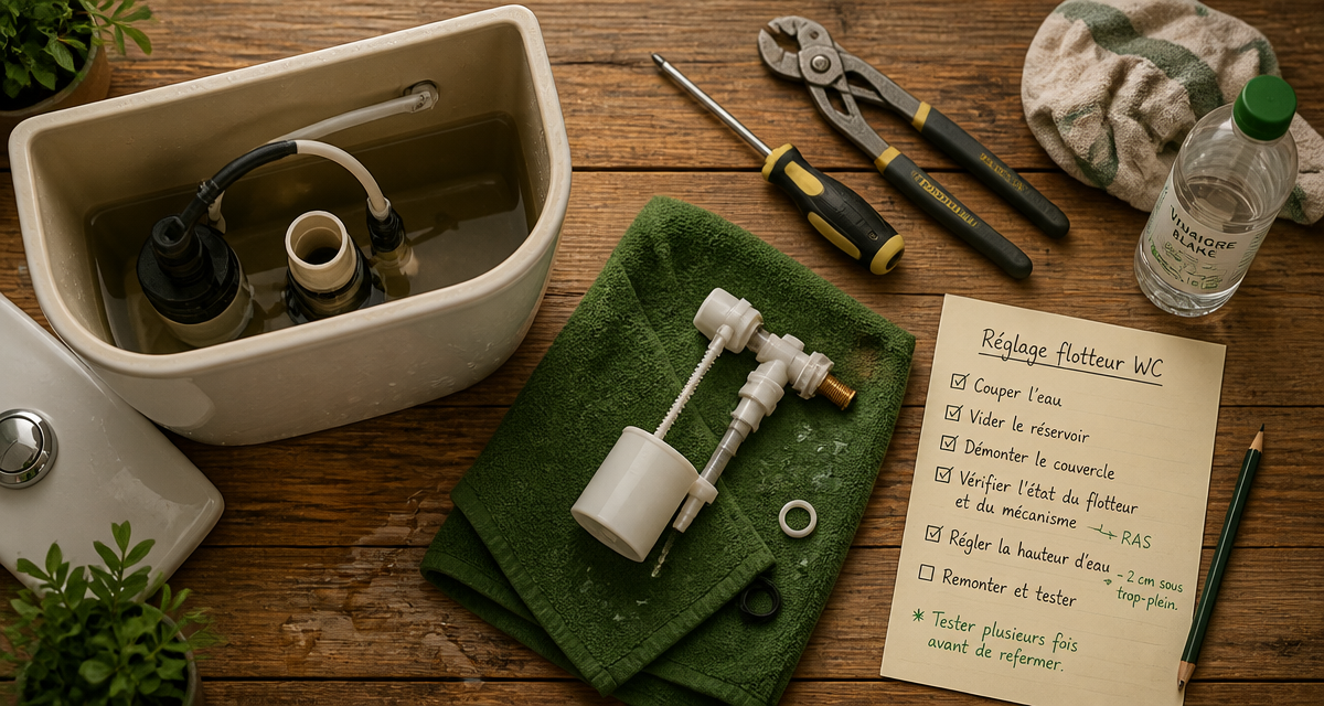 régler flotteur chasse d eau réservoir wc outils