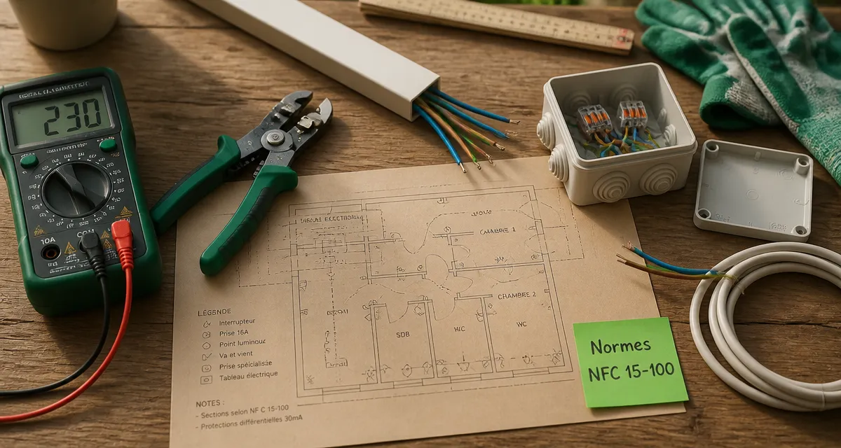 Formation rapide electricien : matériel d’électricien et normes NFC 15-100