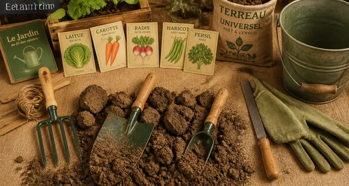 Outil pour creuser la terre : bêche et louchet dans l’argile brune