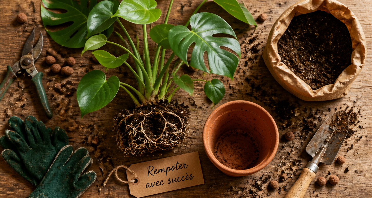 quand rempoter une plante, rempotage étape par étape
