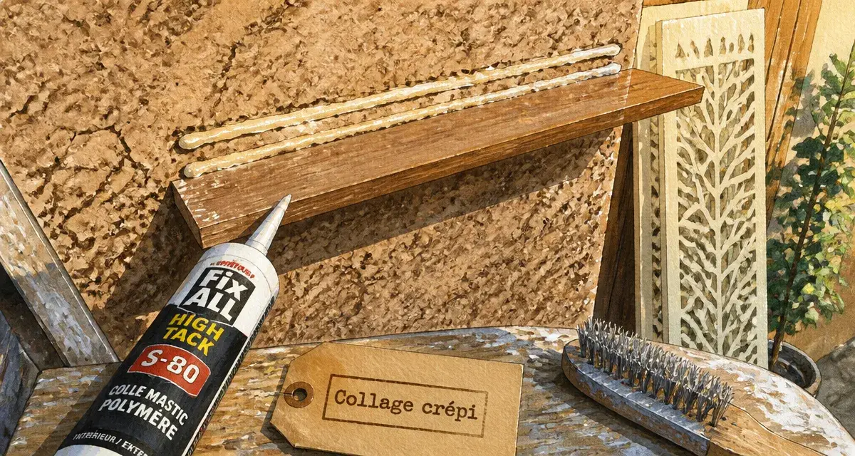 Que peut on coller sur du crépi ? Étagère collée sans percer sur crépi