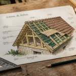 toiture schéma dessiné outils charpentier
