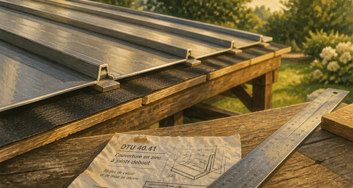Toiture zinc détail technique : pose joint debout, étanchéité durable