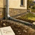 Drainage eau de pluie gouttière : tuyau enterré et regard de visite avant infiltration