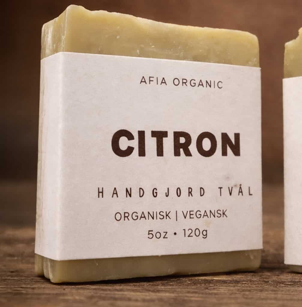 Handgjord citrontvål från Afia Organic i 120g storlek