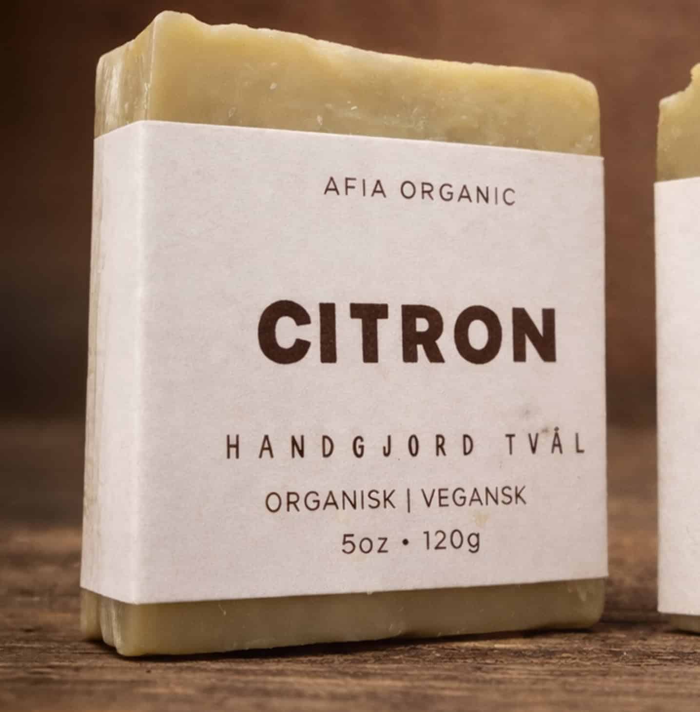Handgjord citrontvål från Afia Organic i 120g storlek