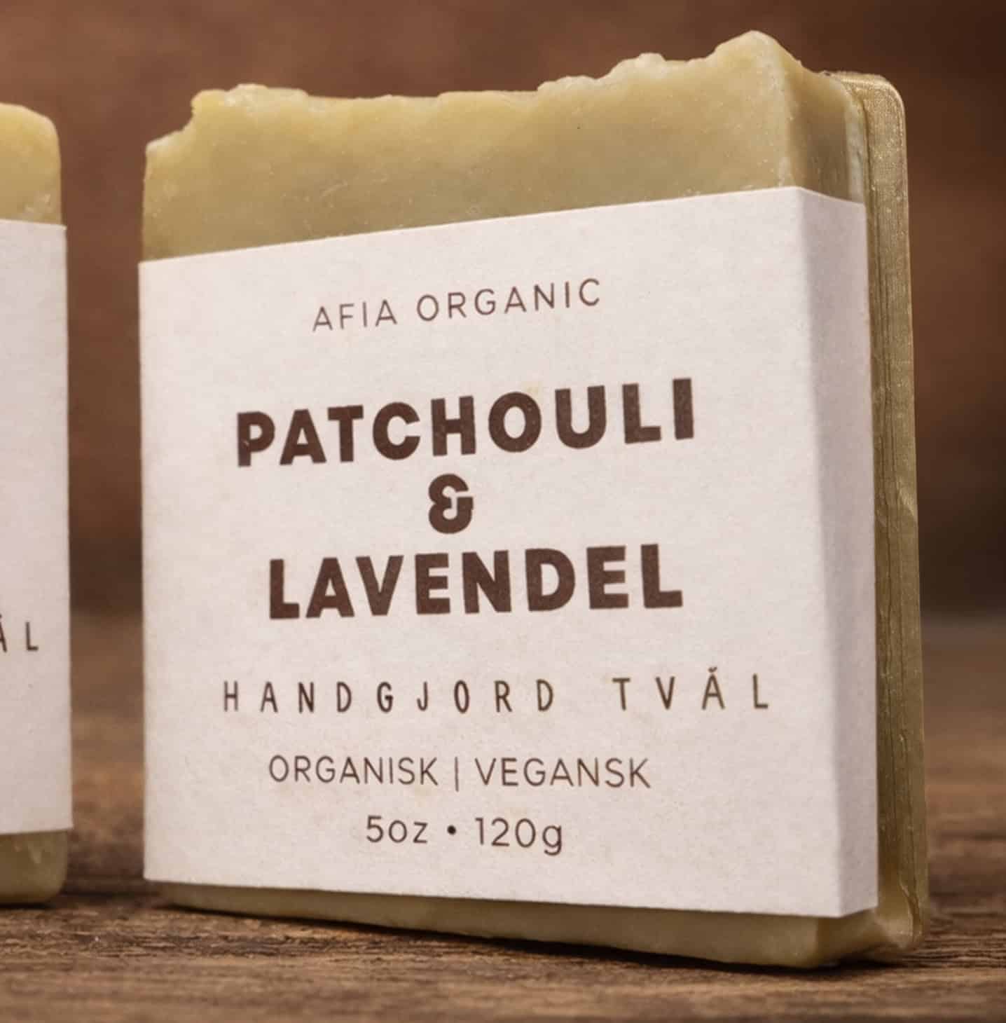 Handgjord tvål med patchouli och lavendel från Afia Organic