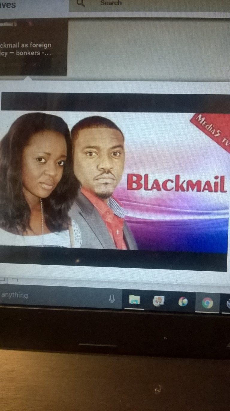 African movie review featuring two hosts for Blackmail TV show.