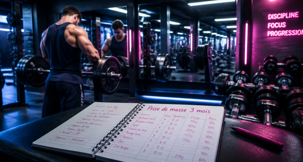 prise de masse 3 mois jeune homme salle de sport